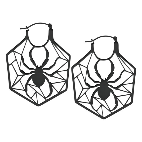 Dos aros negros con diseño de telaraña sobre fondo blanco
