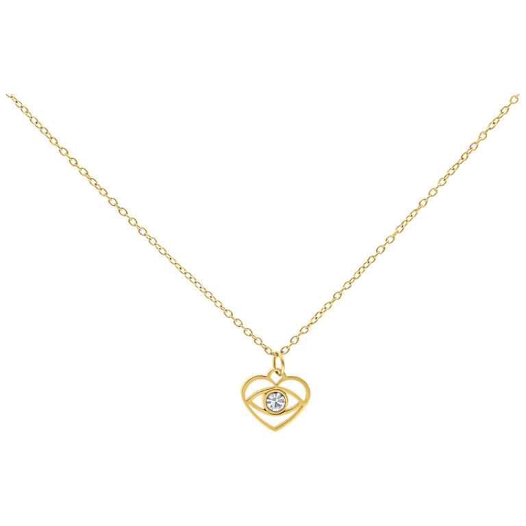 Cadena dorada con colgante en forma de corazón y cristal claro