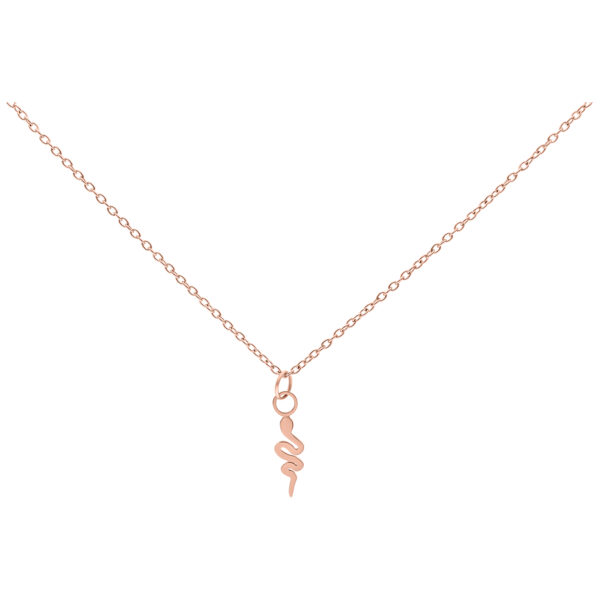 Collar Little Snake en oro rosa de acero quirúrgico sobre fondo blanco