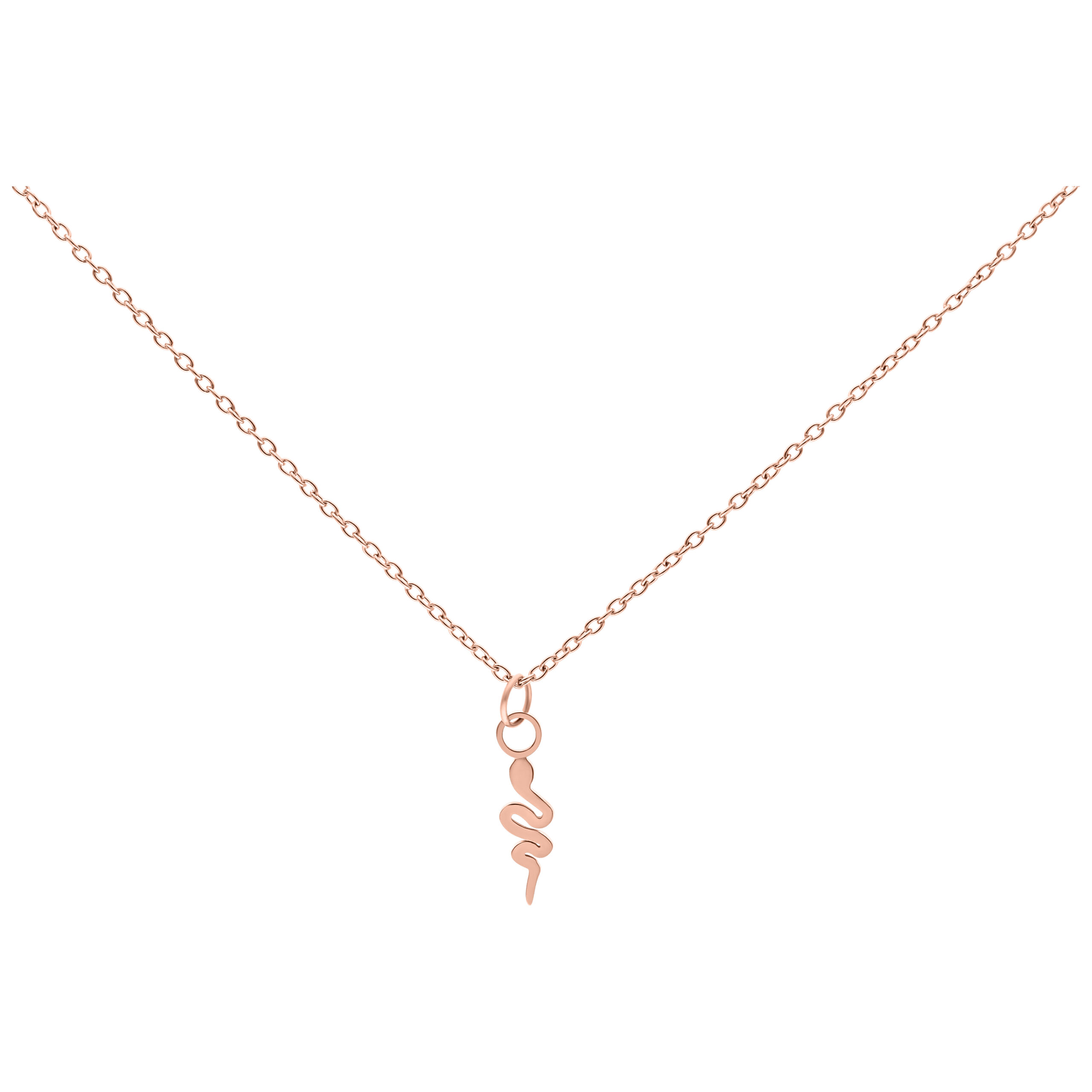 Roségoldene Little Snake Kette aus Chirurgenstahl auf weißem Hintergrund
