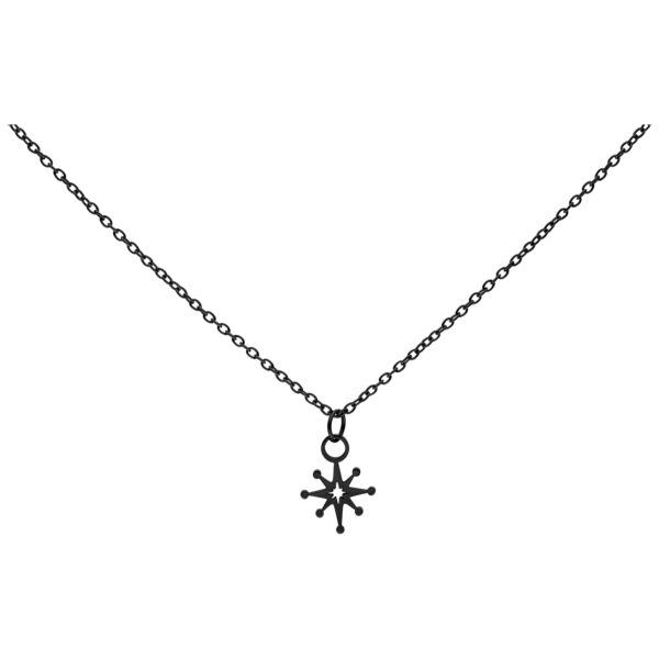Collar Polar Star negro de acero quirúrgico 316L sobre fondo blanco