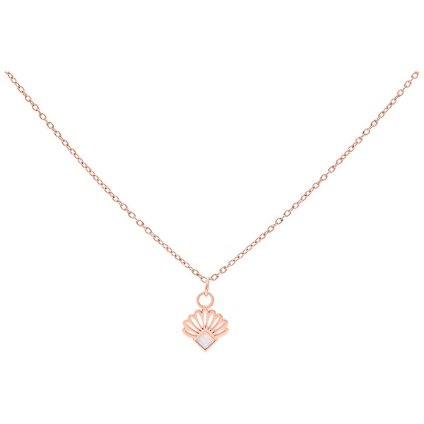 Collar con colgante de ópalo sintético en oro rosa, 50 cm de largo