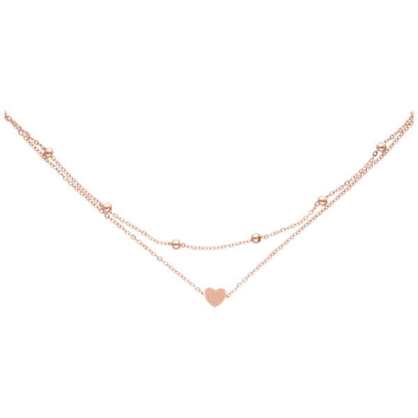Tobillera de oro rosa con colgante de corazón y longitud ajustable, sobre fondo blanco