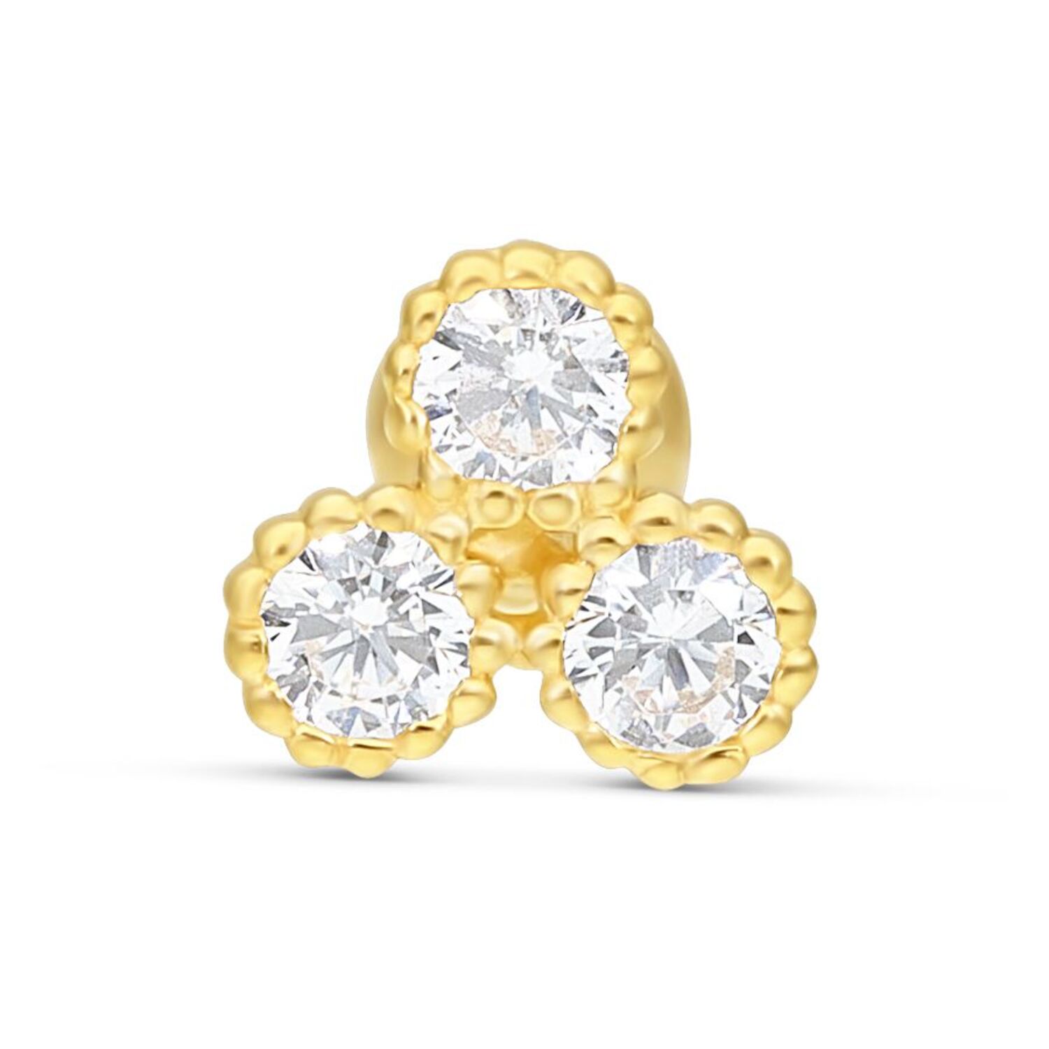 18k Earbarbell Three Crystals 18k Earbarbell Three Crystals