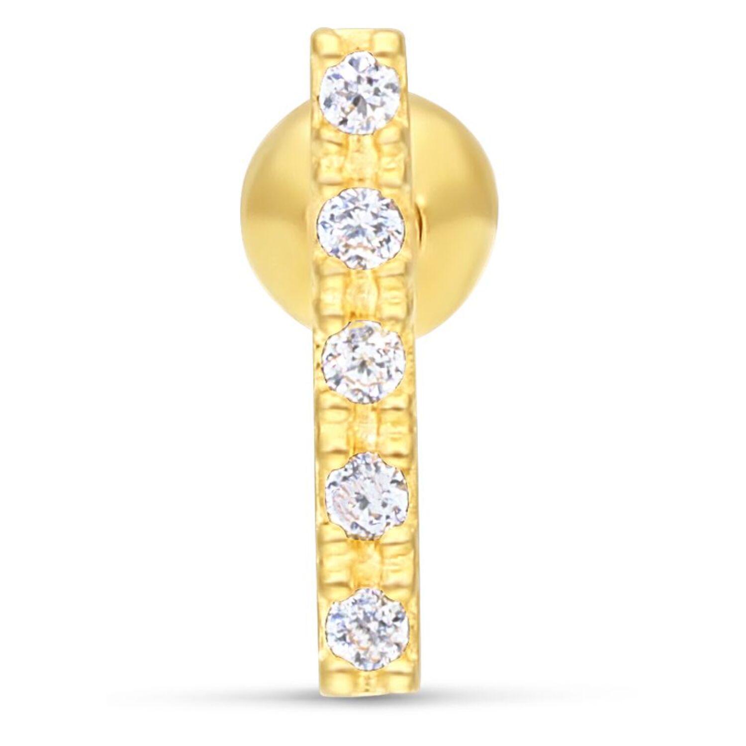 18k Earbarbell Line of Five Crystals