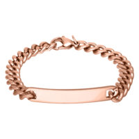 Gravierbares Armband Roségold Roségoldenes Armband mit Kettengliedern auf weißem Hintergrund