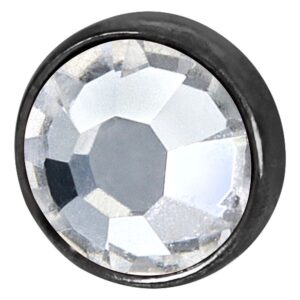 Schwarzer Titan Aufsatz mit klaren Kristall auf weißem Hintergrund