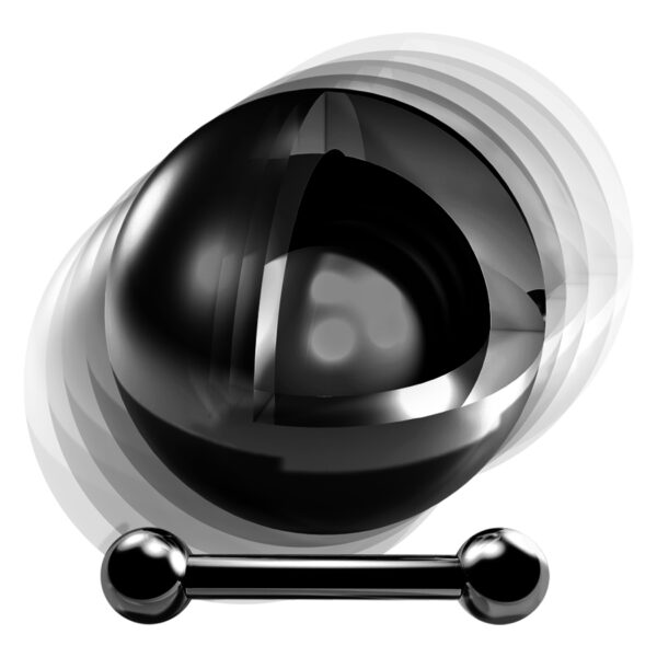 Piercing Barbell negro de titanio con bola sobre fondo blanco