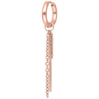 Roségoldene Little Bar Chain Hoops Ohrringe Roségoldene Ohrringe mit Kettenanhänger auf weißem Hintergrund