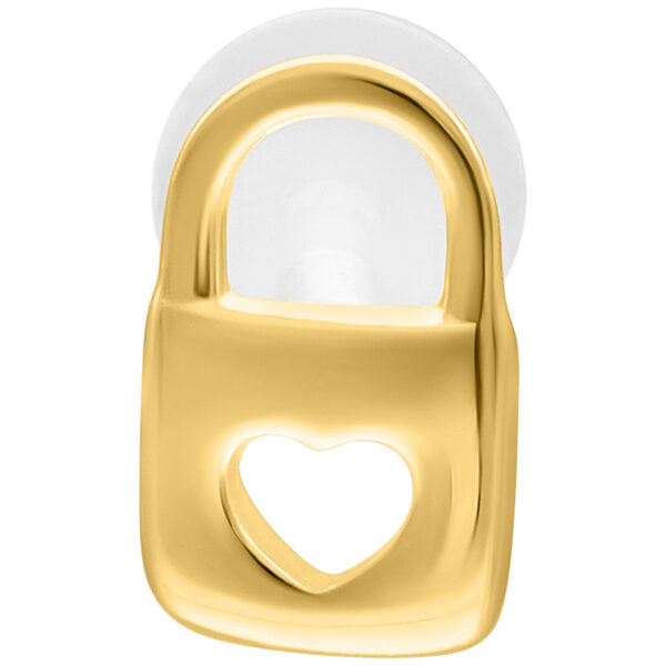 Labret Push Fit dorado, 5,0 mm de longitud, motivo de corazón, fondo blanco