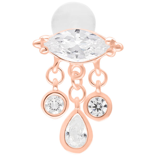 Labret de oro rosa con piedras brillantes y Push Fit, 5,0 mm