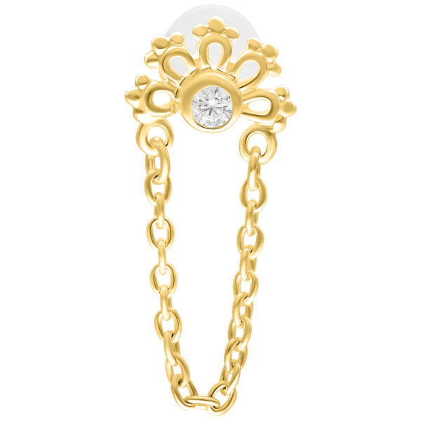 Labret dorado con cristal brillante y diseño de cadena sobre fondo blanco