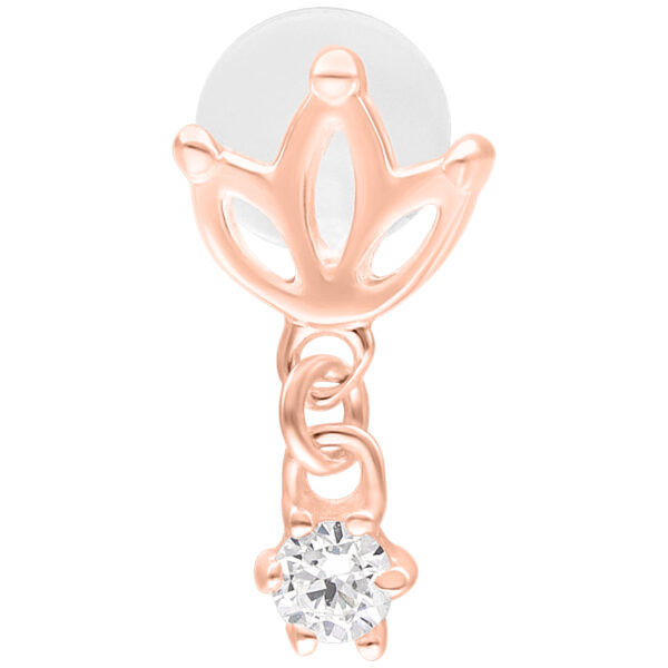 Labret de oro rosa con diseño de loto y piedra brillante