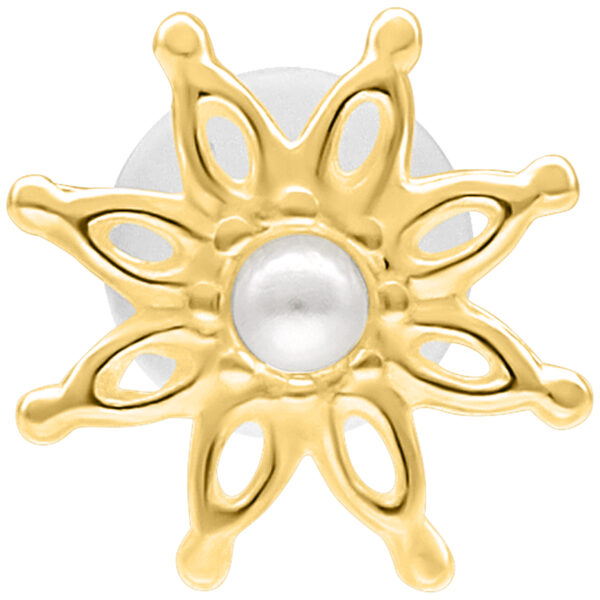 Bloom Push Fit Labret dorado con placa de 5 mm sobre fondo blanco