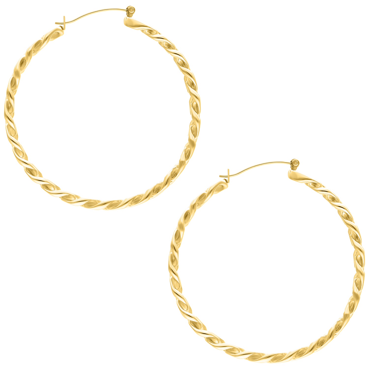 Juego de Aros Curbchain Dorados Dos aros curbchain dorados de acero quirúrgico sobre fondo blanco