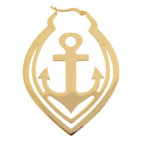 Aros Dorados Anchor Hoops Aros dorados Anchor Hoops con diseño de ancla sobre fondo blanco