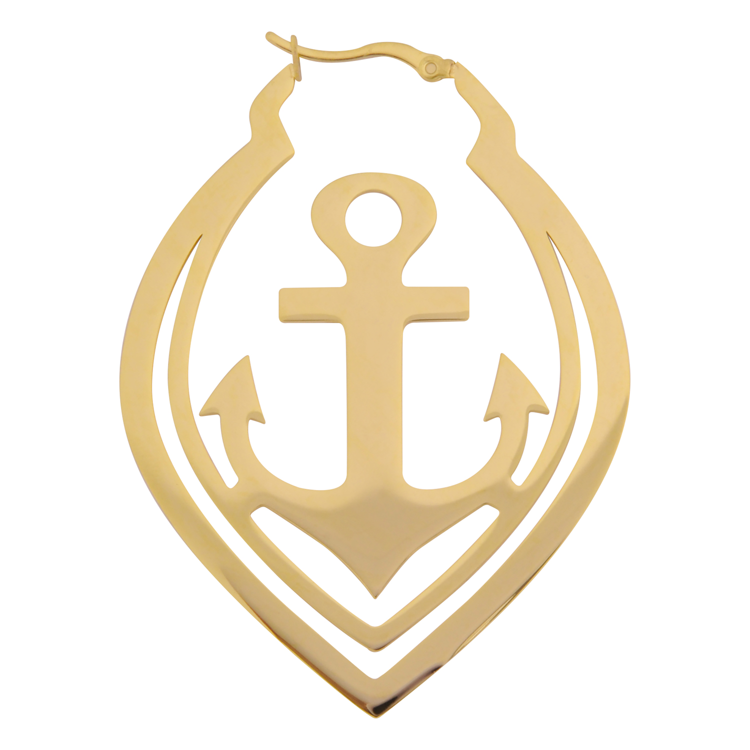 Aros Dorados Anchor Hoops Aros dorados Anchor Hoops con diseño de ancla sobre fondo blanco
