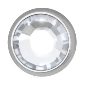 Silberner Titanaufsatz mit kristallklarem Stein, 3,2 mm Größe