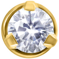 Goldener Push-Fit Labret mit Kristall 6mm Goldener Labret mit klarem Kristall, 6 mm lang, 3 mm Kugel