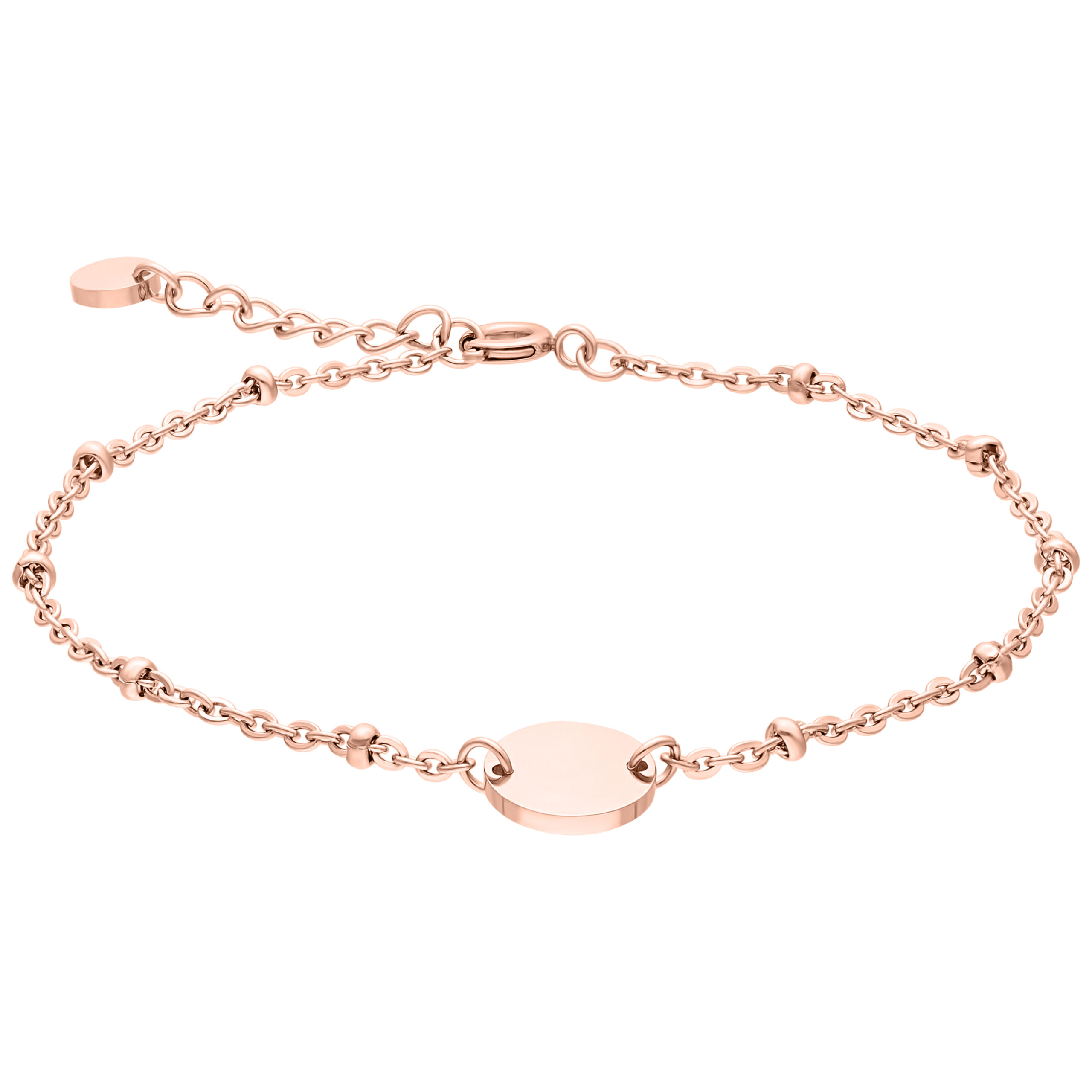 Roségoldenes Armband mit Perlen auf weißem Hintergrund