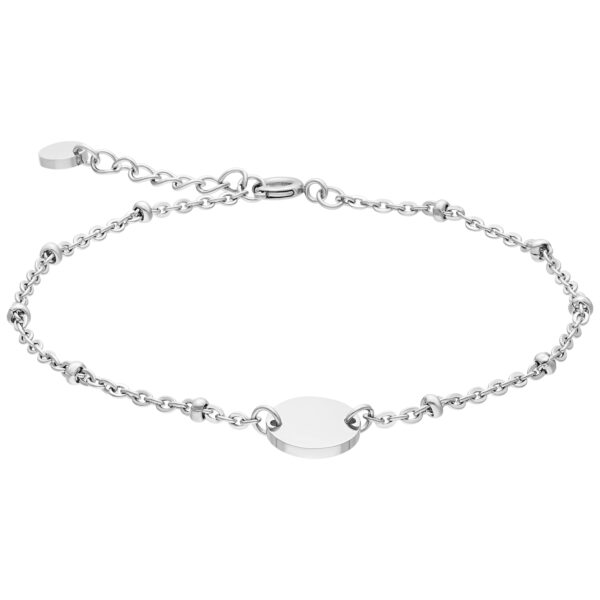 Pulsera de plata grabable de acero quirúrgico 316L sobre fondo blanco
