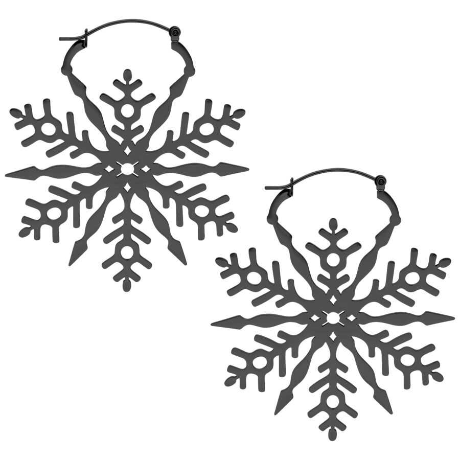 Dos aros de copo de nieve negros sobre fondo blanco