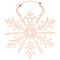 Roségold Snowflake Hoops - Edelstahl Roségoldene Schneeflocken-Ohrringe aus Edelstahl auf weißem Hintergrund