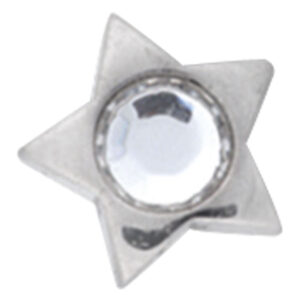 Silberner Sternaufsatz mit kristallklarem Stein auf weißem Hintergrund