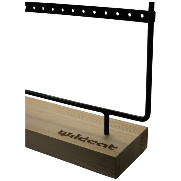 Pantalla negra de aros Wildcat de metal con base de madera