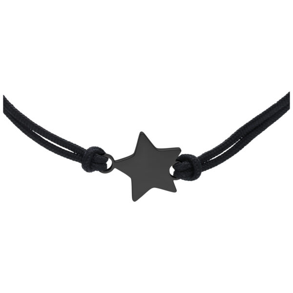 Pulsera de nylon negra con colgante de estrella, ajustable