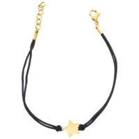 Pulsera de nylon dorada con estrella Pulsera de nylon negra con estrella dorada y cierre ajustable