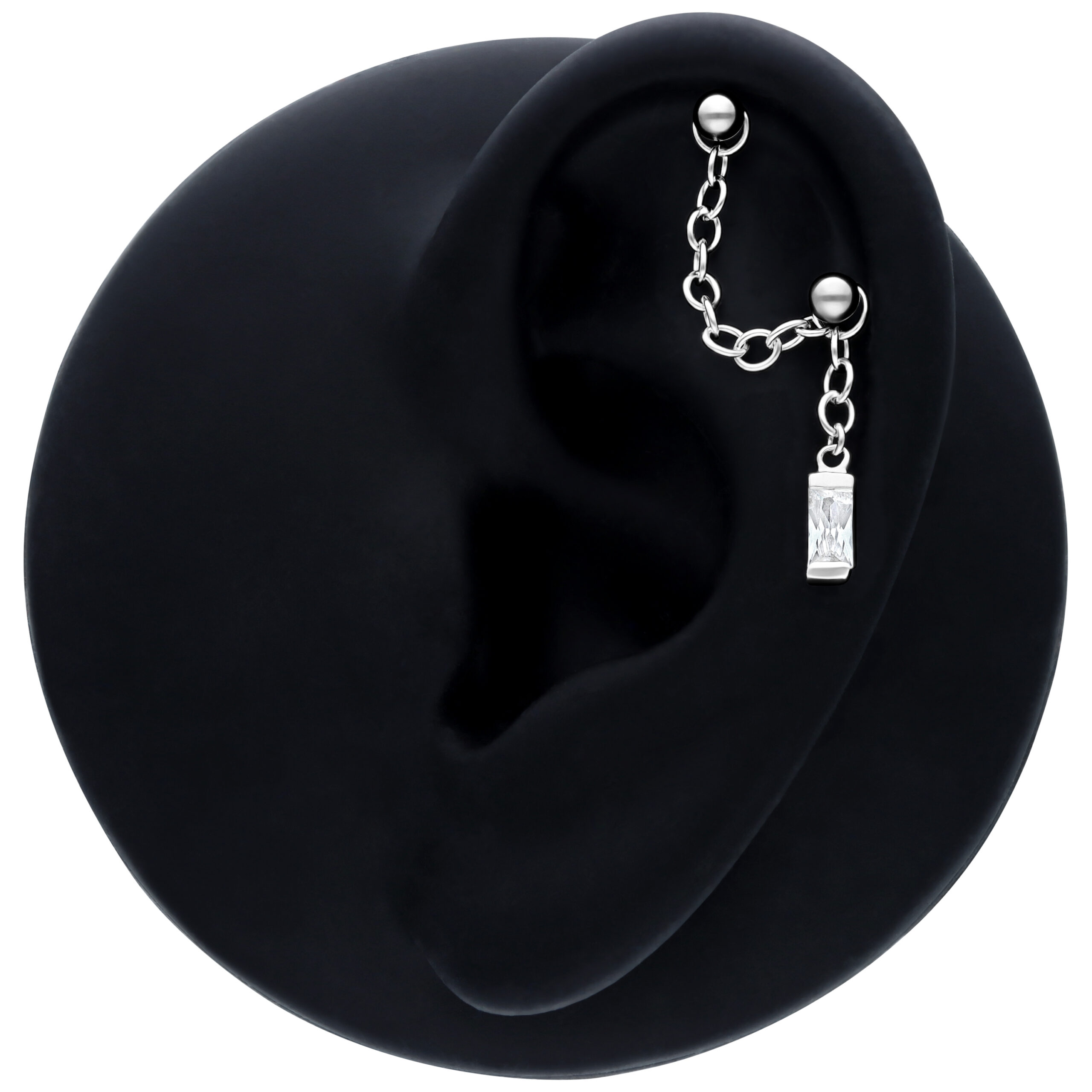Hanging Baguette Crystal Piercing Connection Chain Hanging Baguette Crystal Piercing Connection Chain
