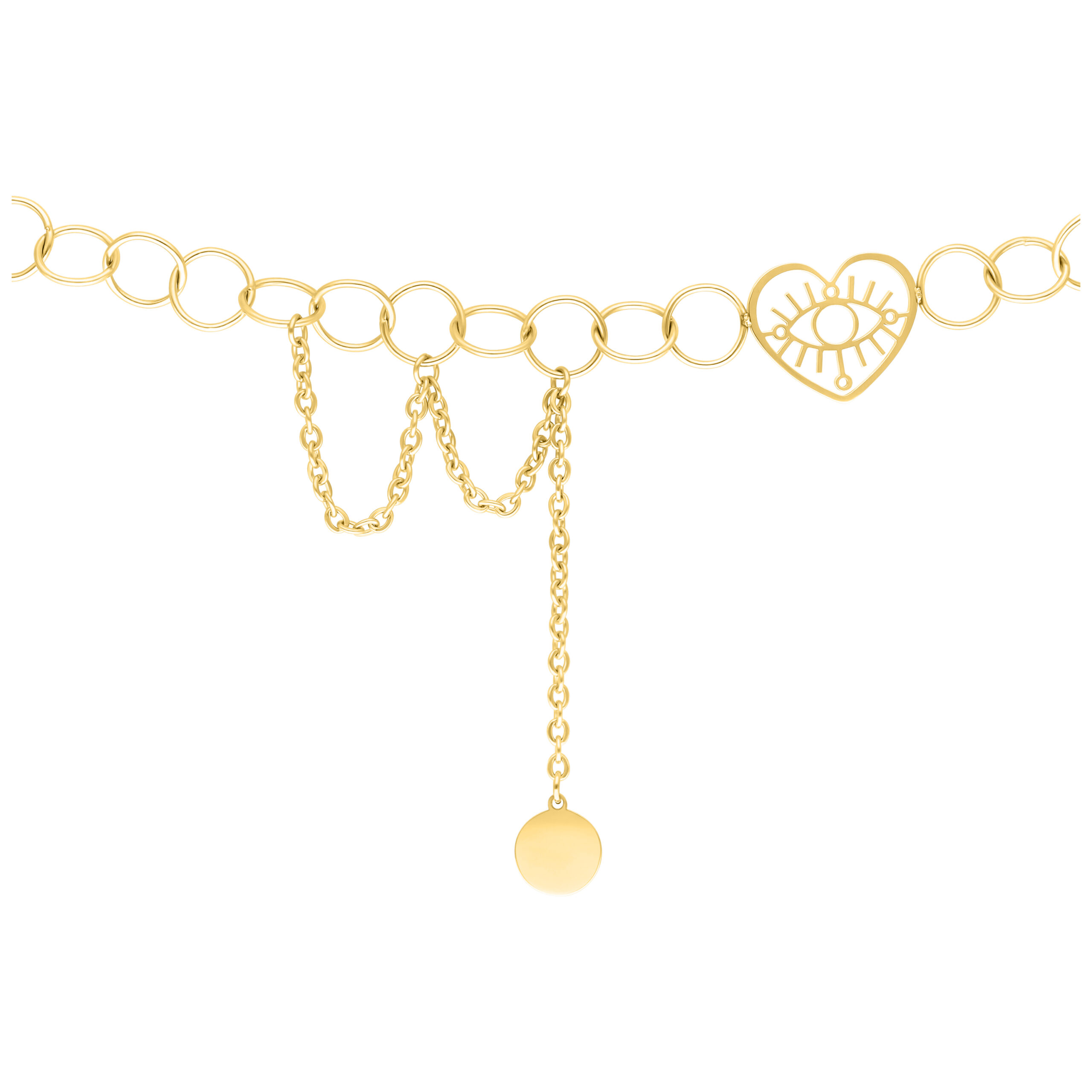 Choker Heart Eye dorado de acero quirúrgico Choker dorado de acero quirúrgico con colgante de ojo en forma de corazón y cadenas