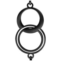 Set de Aros de Metal Negro Dos aros negros y brillantes de acero quirúrgico sobre fondo blanco
