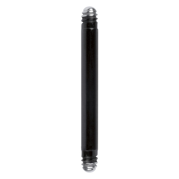 Barra de piercing recta negra de titanio con rosca externa, 5,0 mm de longitud, sobre fondo blanco