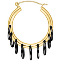 Goldene Creole mit mehreren schwarzen Ringen auf weißem Hintergrund