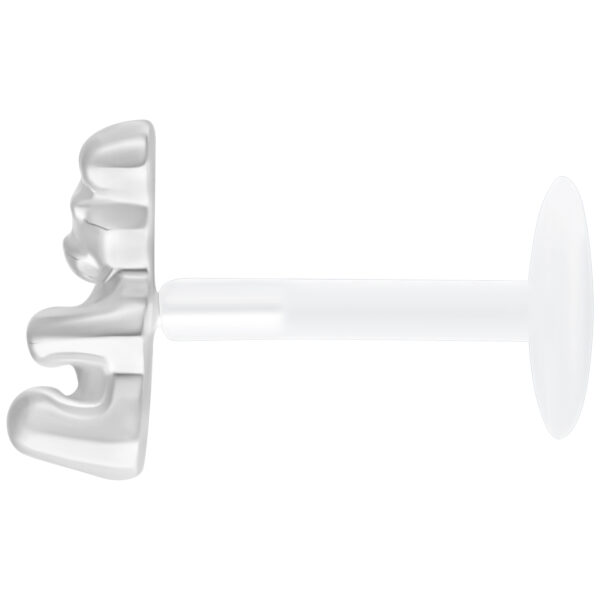 Labret de Goma Oso Plateado Push Fit sobre fondo blanco