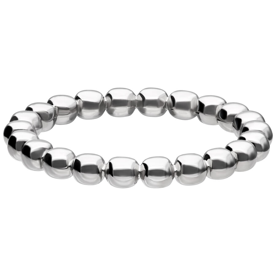 Anillo Bubble plateado de brillante acero quirúrgico sobre fondo blanco