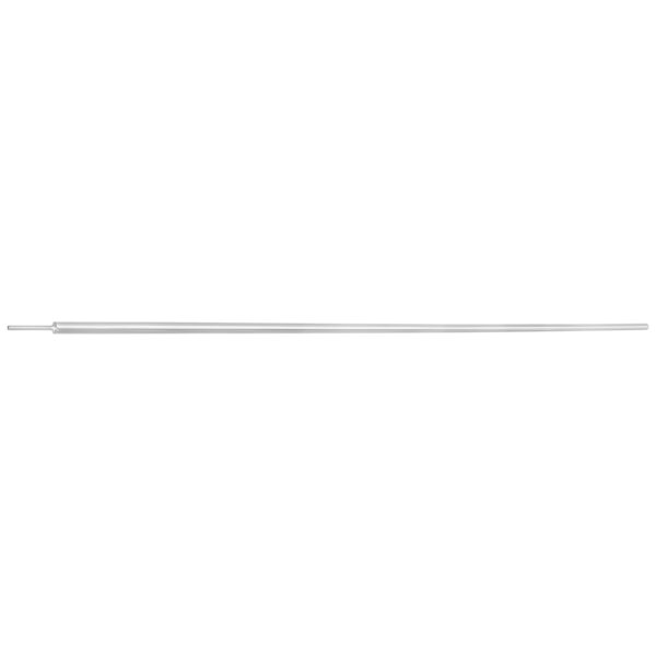 Pasador cónico recto plateado de titanio, 66,0 mm de largo, sobre fondo blanco