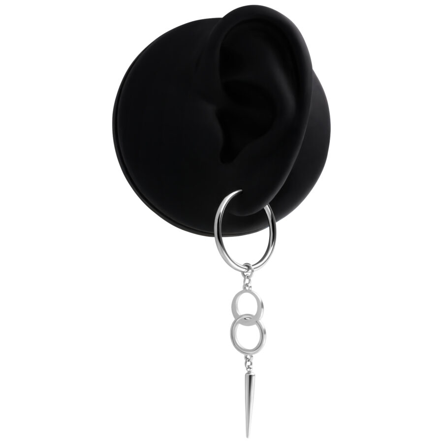 Aros de plata con colgante en modelo de oreja negra