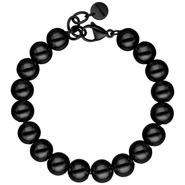 Pulsera Bubble negra de acero quirúrgico 316L sobre fondo blanco