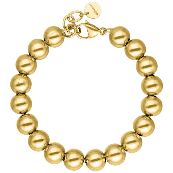 Pulsera Bubble dorada de brillante acero quirúrgico sobre fondo blanco