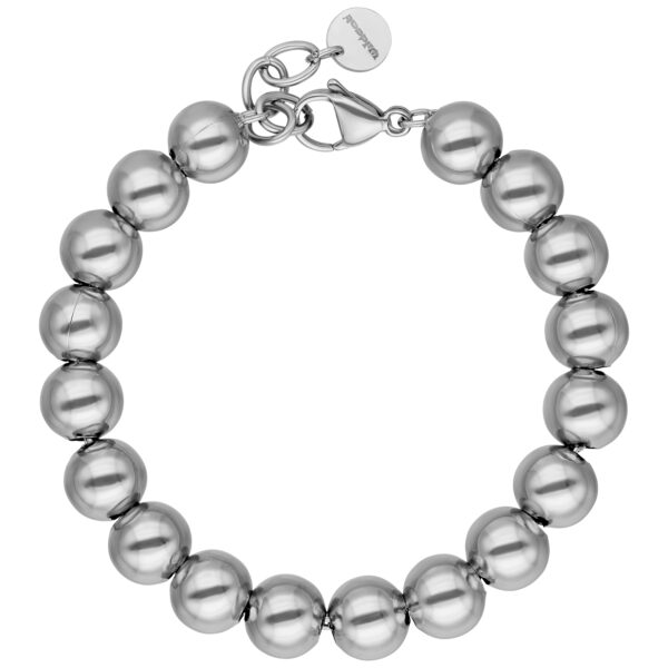 Brazalete Bubble plateado de acero quirúrgico 316L sobre fondo blanco