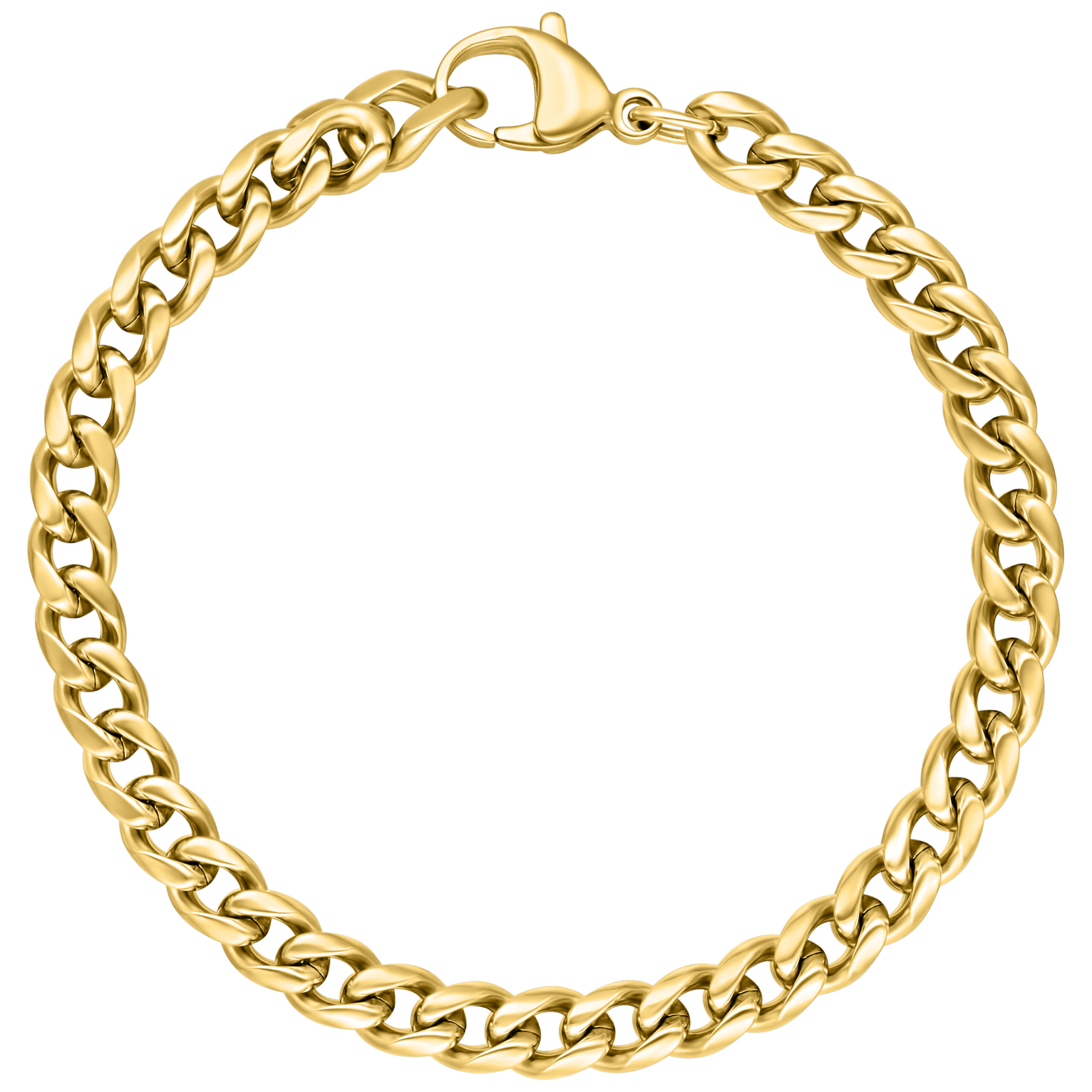 Pulsera trenzada de metal dorado Pulsera redonda trenzada de color dorado sobre fondo blanco