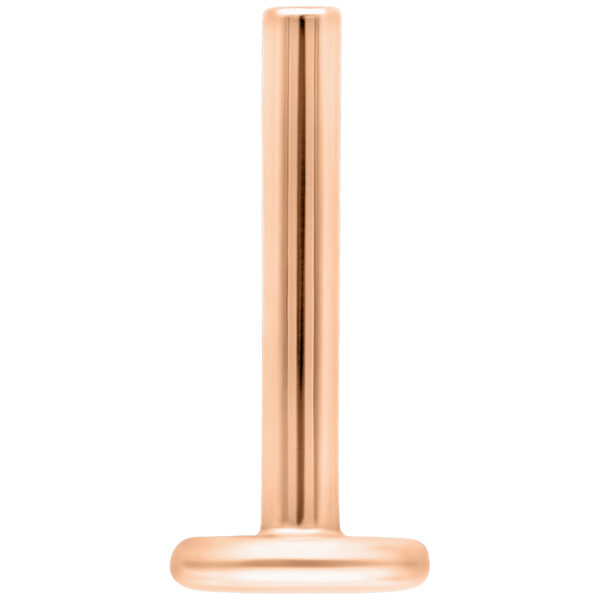Piercing de titanio en oro rosa con 1,2 mm de grosor y 10,0 mm de longitud sobre fondo blanco