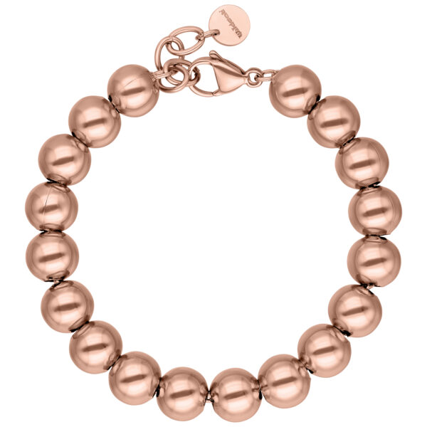 Pulsera Bubble de oro rosa de acero quirúrgico sobre fondo blanco
