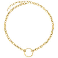 Collar O de acero quirúrgico en oro Collar O dorado de acero quirúrgico 316L sobre fondo blanco