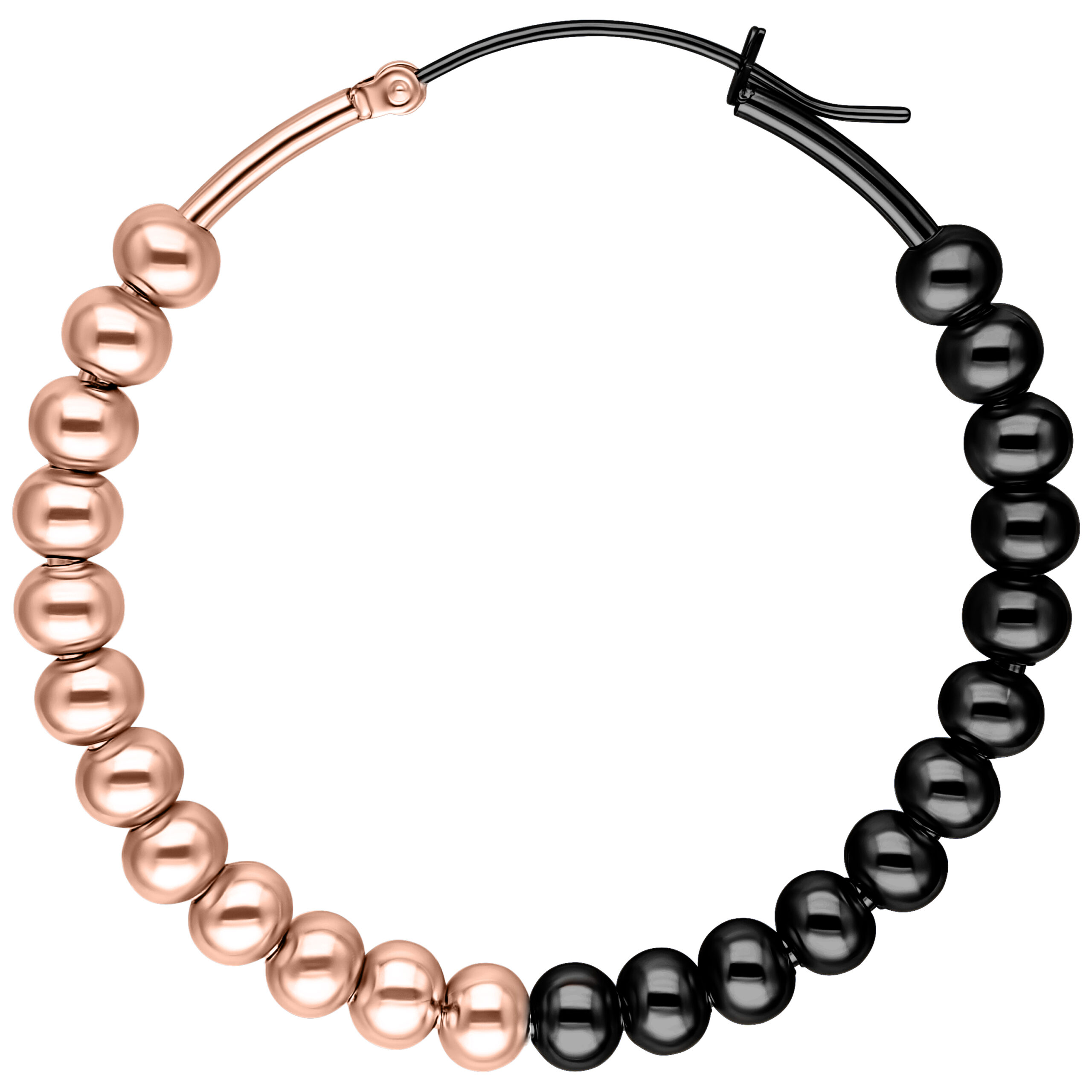 Aros redondos Bubble Hoops en rosado y negro sobre fondo blanco