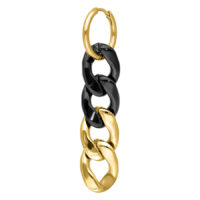 Aros Chunky con eslabones dorados y negros sobre fondo blanco