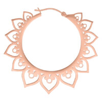 Roségoldene Herz Creolen Ohrringe Roségoldene Herz Creolen Ohrringe aus Chirurgenstahl 316L auf weißem Hintergrund